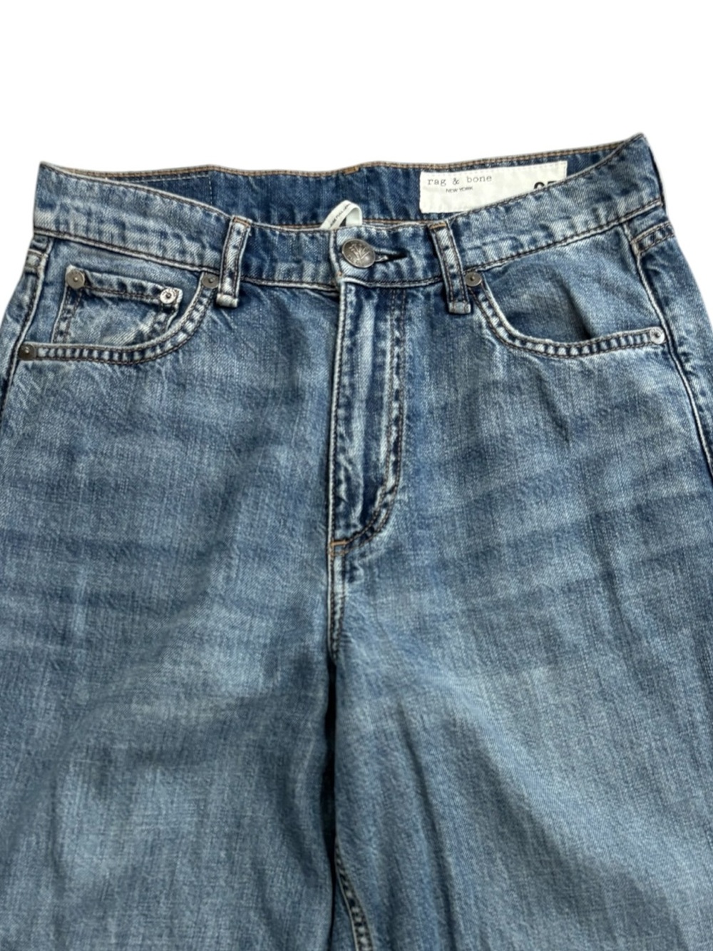 Rag & Bone Featherweight Sofie High Rise Full Length Ultra-Wide Leg Jeans Sz 25 - Picture 5 of 10